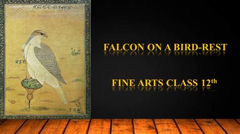 falcon on a bird rest painting